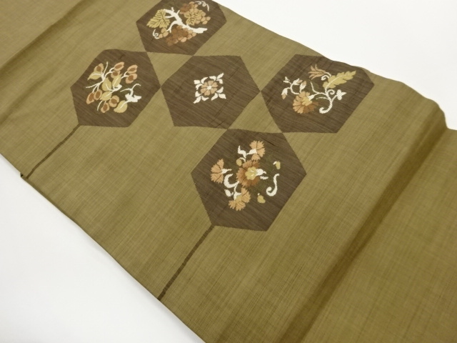 JAPANESE NAGOYA OBI / WOVEN FLORAL PLANTS